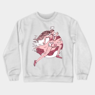 Pink and White No 1 Track and Field Runner Crewneck Sweatshirt